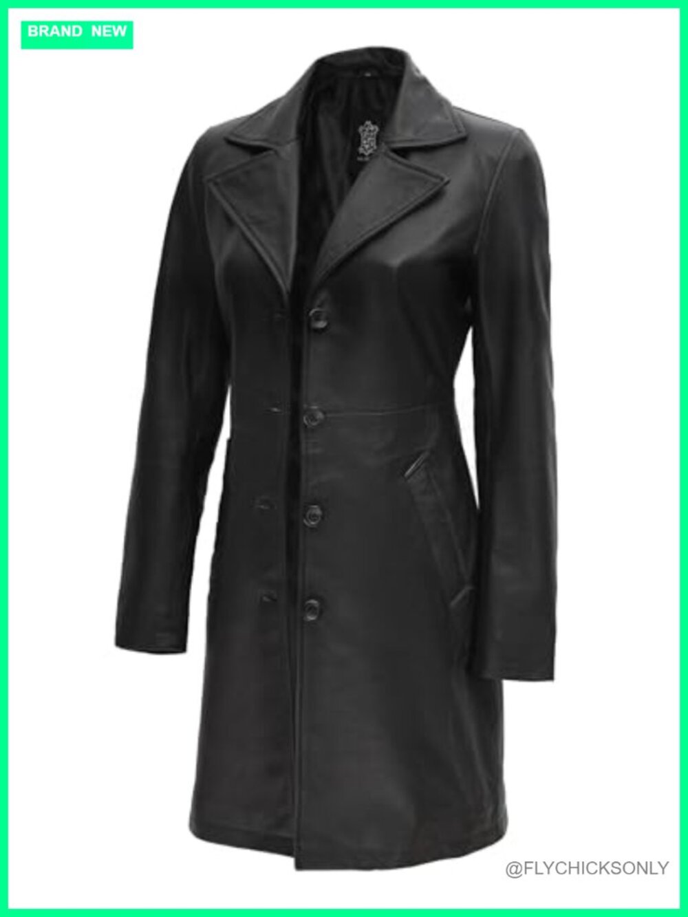 100% Real Lambskin Leather Car Coat Women Long Button Jacket